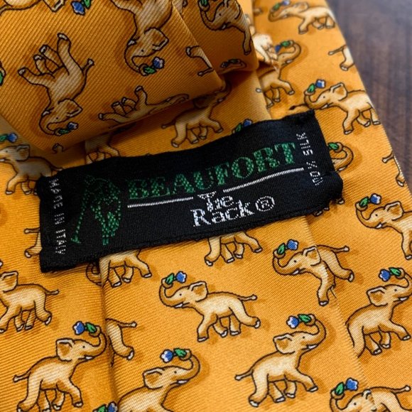 BEAUFORT TIE RACK Elephants Silk Neck Tie - Picture 4 of 6